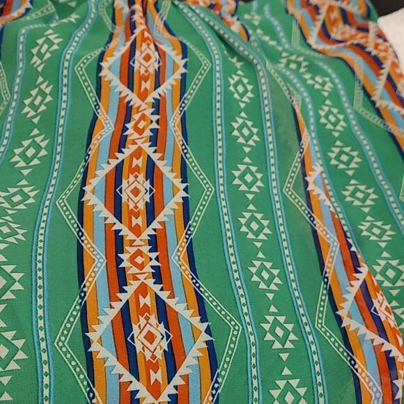Umgee green and orange Aztec pattern Summer dress - Picture 6 of 7